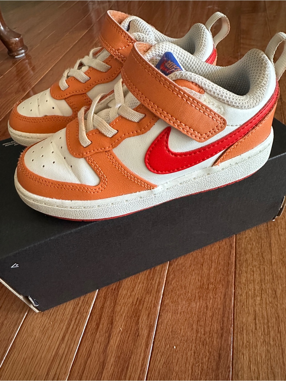 Nike Kids Orange and Red Velcro Low-Top Sneakers